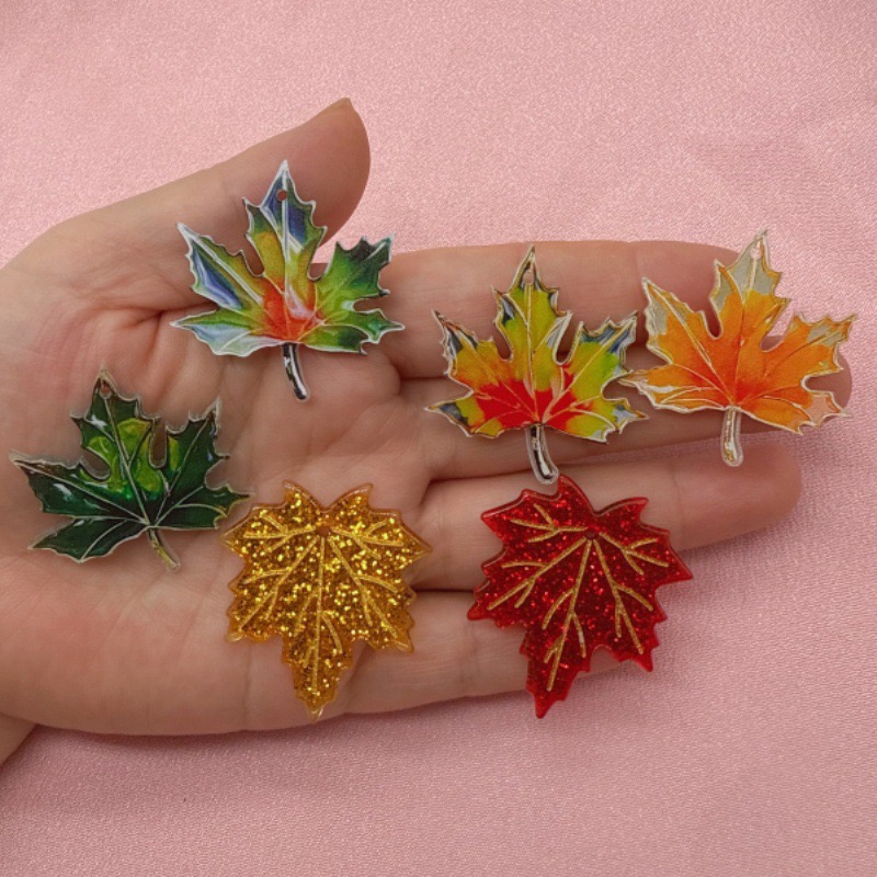 Jewelry & Watches Sp Zo O - 10pcs acrylic double-sided printed colorful maple