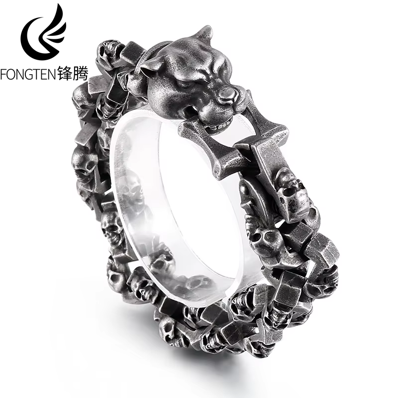 Gothic Skull Ring - Fongten Skull Tiger Bracelet for Men