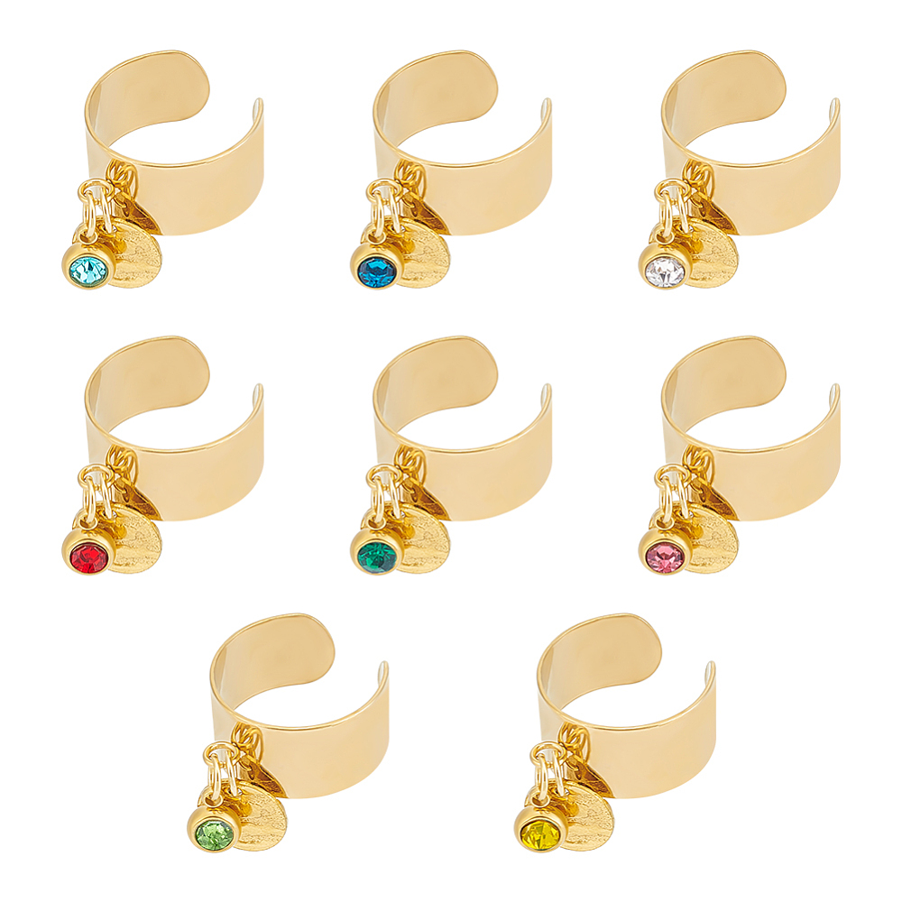 Birthstone Ring Set - 8Pcs 8 Color Birthstone Rhinestone 201
