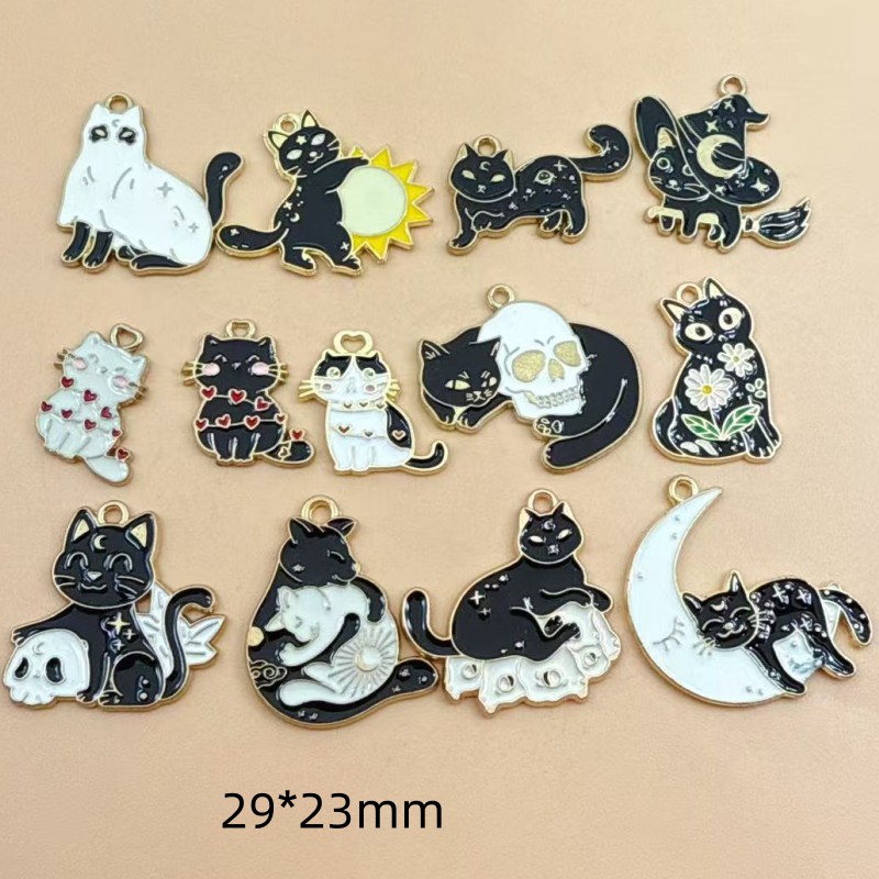 Jewelry & Watches Sp Zo O - 10pcs Original Alloy Enamel Black Cat