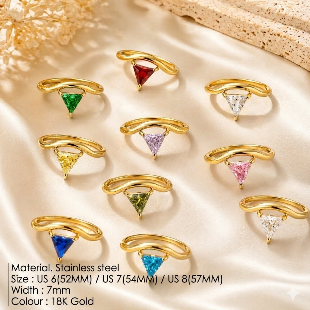 Minimalist 18K Gold Plated Tri - Birthstone Ring Set 评论和价格