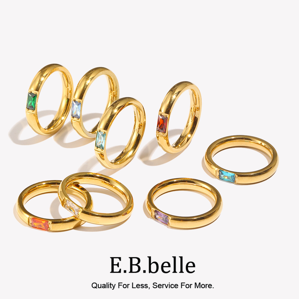 E.B.belle 18K Gold Plated Shin - Birthstone Ring Set 评论和价格