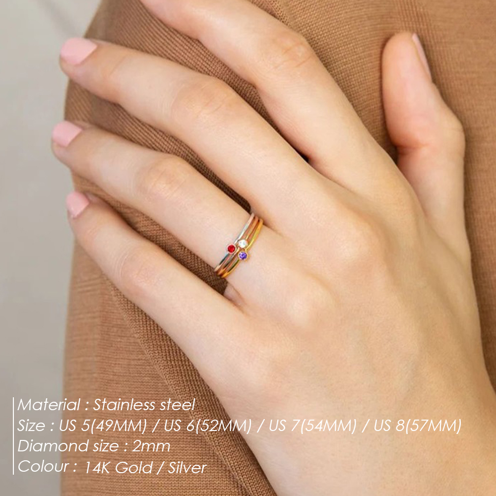 EManco Stainless Steel Birthst - Birthstone Ring Set 评论和价格