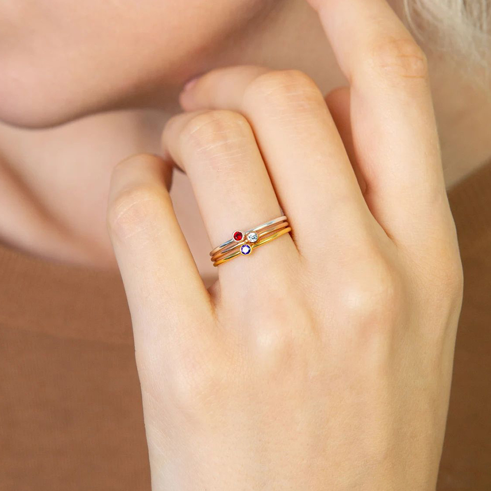 EManco Stainless Steel Birthst - Birthstone Ring Set 评论和价格