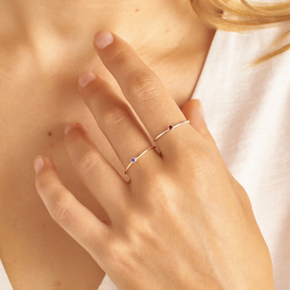 EManco Stainless Steel Birthst - Birthstone Ring Set 评论和价格