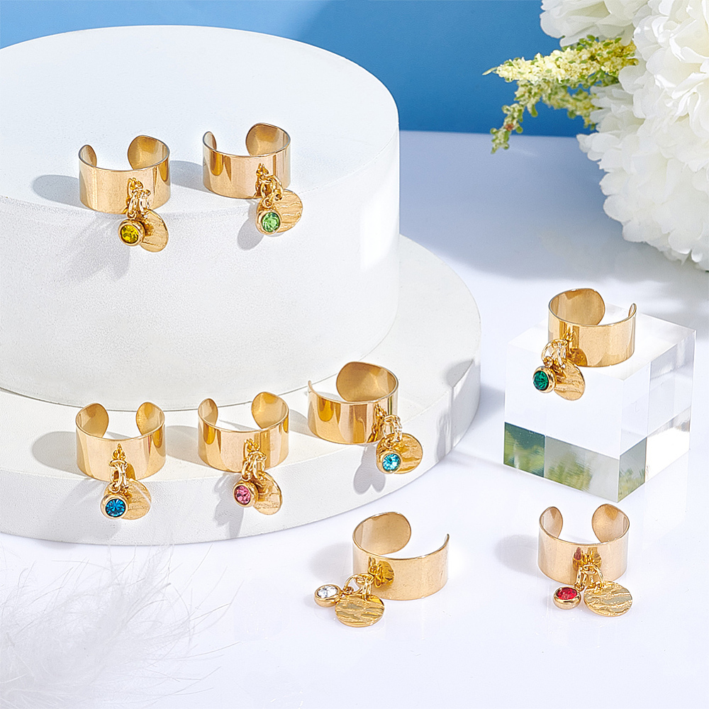 8Pcs 8 Color Birthstone Rhines - Birthstone Ring Set 评论和价格