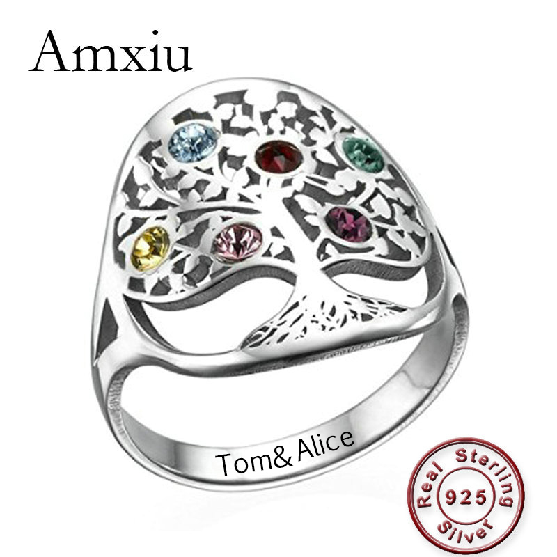 Amxiu Personalized Tree Ring w - Birthstone Ring Set 评论和价格