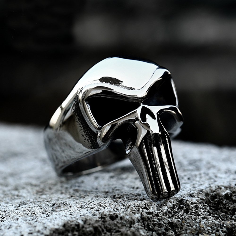 Punk Punisher Rings Men Women  - Gothic Skull Ring 评论和价格