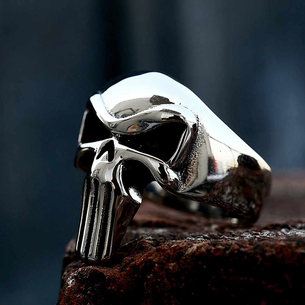 Punk Punisher Rings Men Women  - Gothic Skull Ring 评论和价格