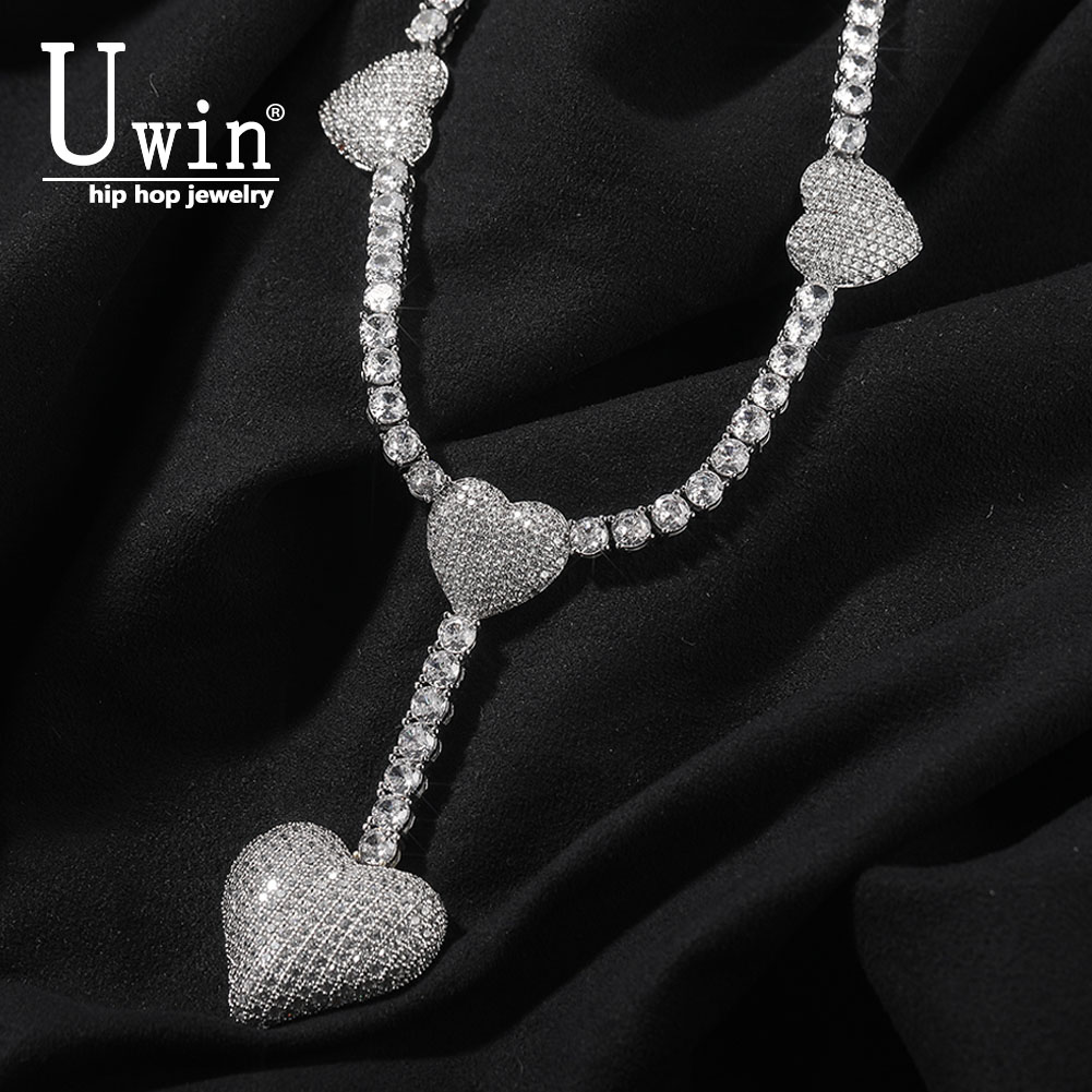 Uwin 4 Heart Necklace Drip Nec - Tennis Bracelet Cubic 评论和价格