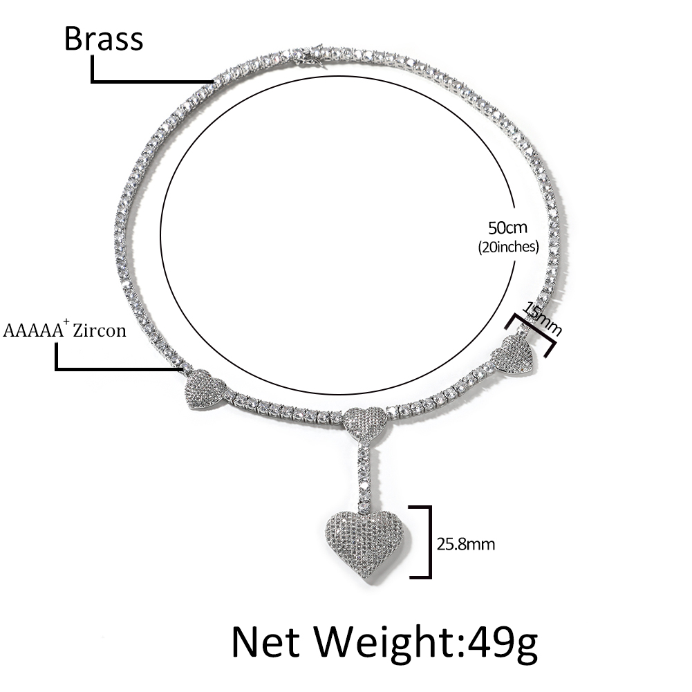 Uwin 4 Heart Necklace Drip Nec - Tennis Bracelet Cubic 评论和价格