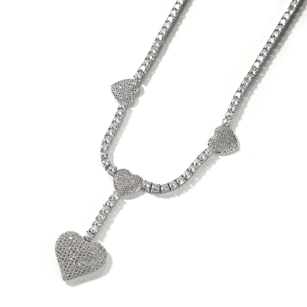 Uwin 4 Heart Necklace Drip Nec - Tennis Bracelet Cubic 评论和价格
