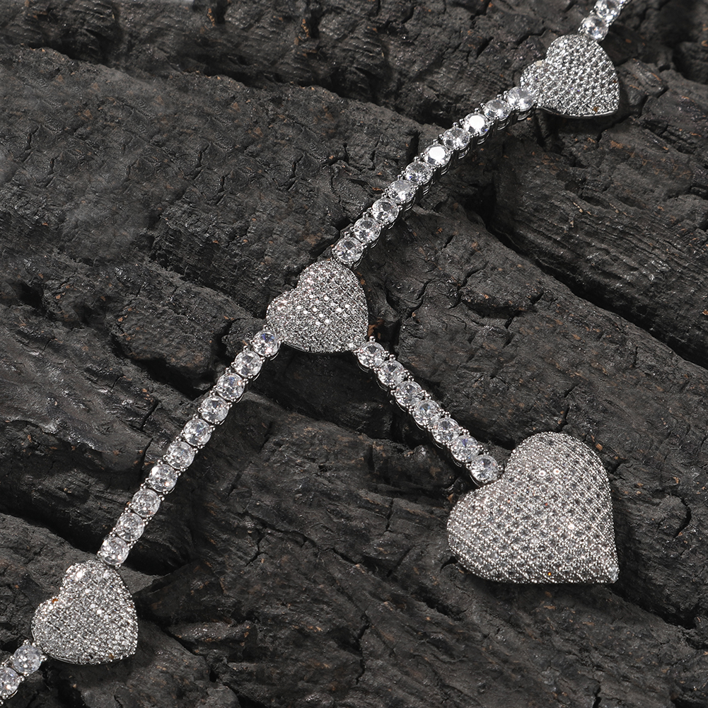Uwin 4 Heart Necklace Drip Nec - Tennis Bracelet Cubic 评论和价格