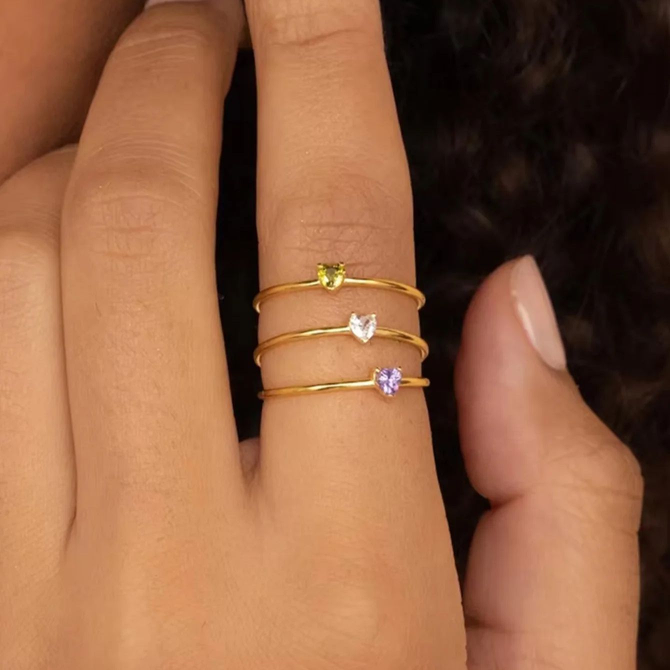 12 Birthstone Zirconia Heart R - Birthstone Ring Set 评论和价格