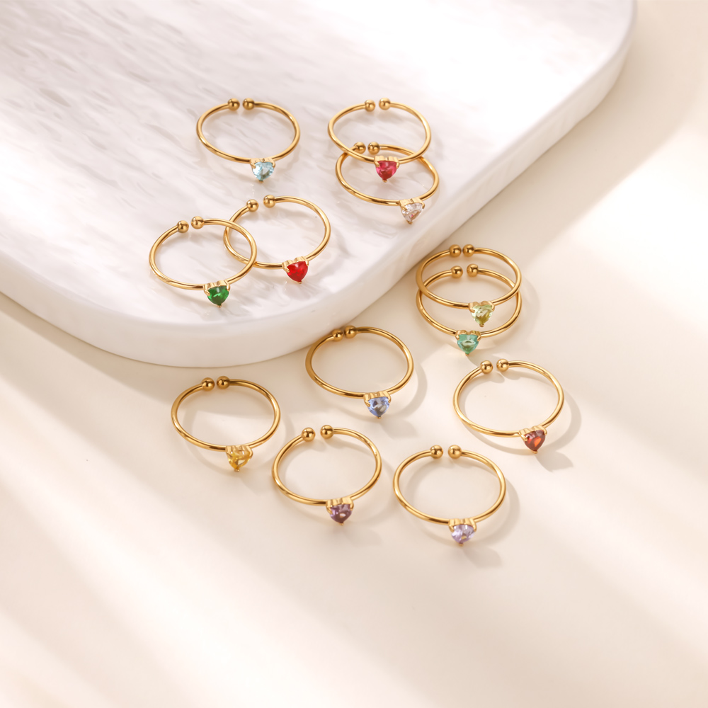 12 Birthstone Zirconia Heart R - Birthstone Ring Set 评论和价格