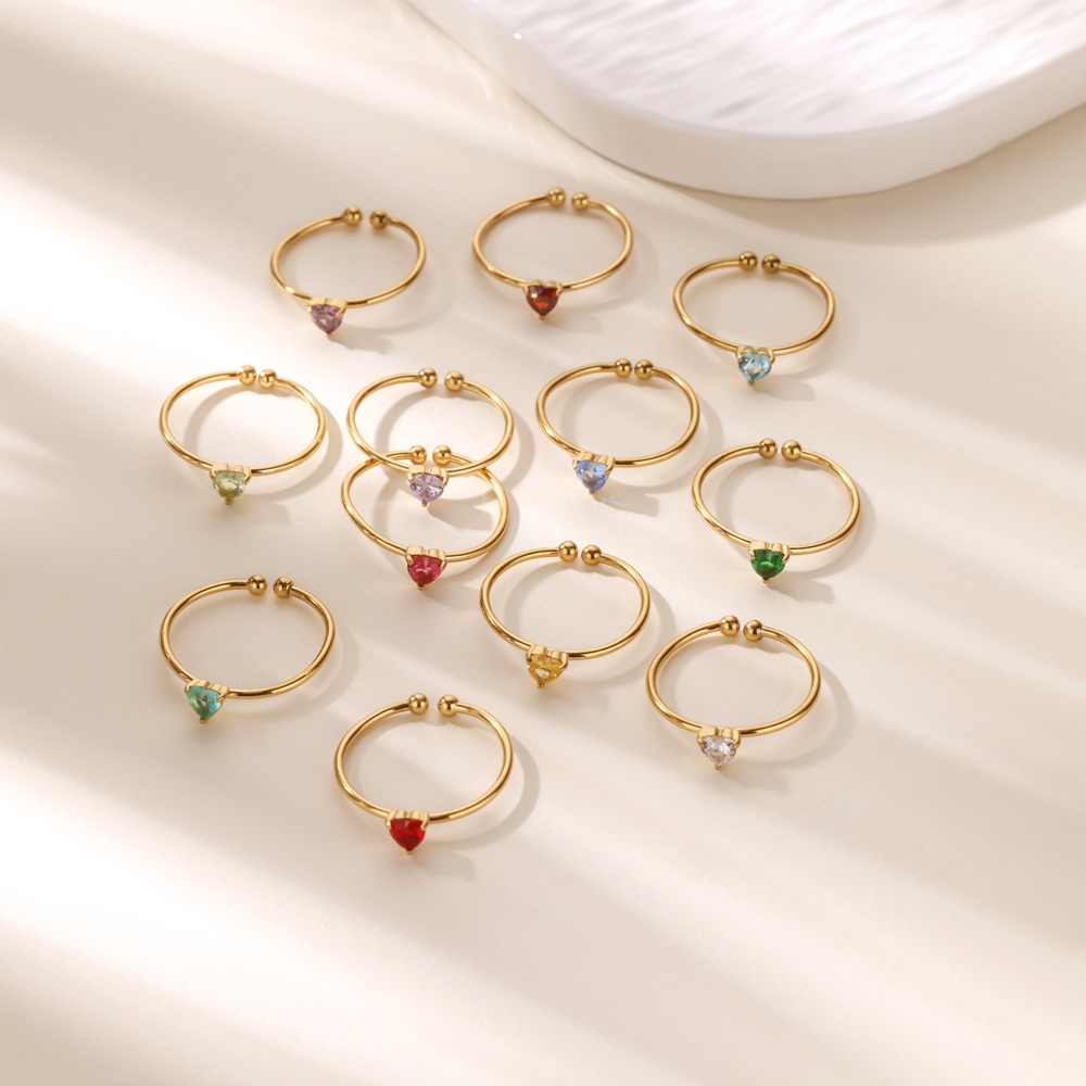 12 Birthstone Zirconia Heart R - Birthstone Ring Set 评论和价格