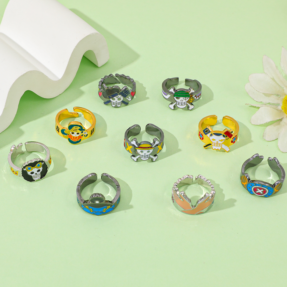One Piece Skull Logo Adjustabl - Gothic Skull Ring 评论和价格