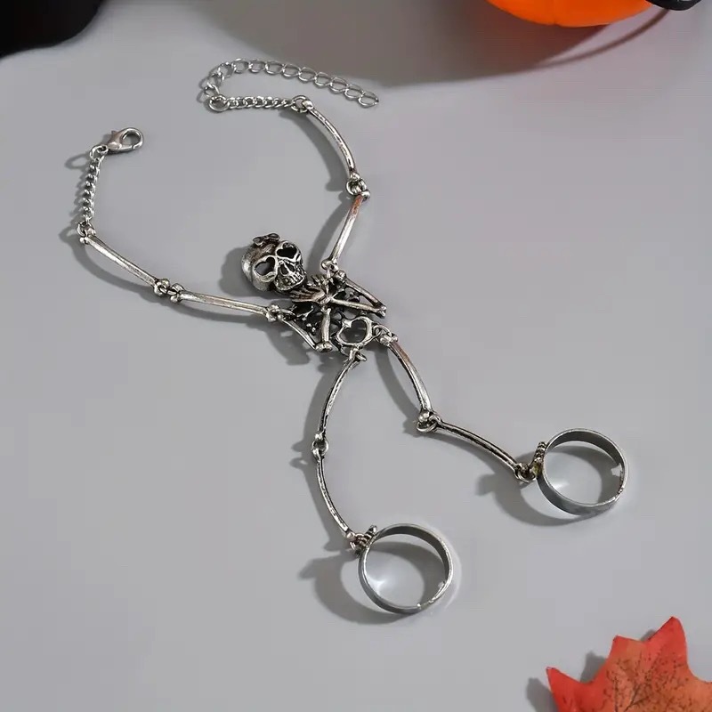 Gothic Skeleton Hand Bracelet  - Gothic Skull Ring 评论和价格