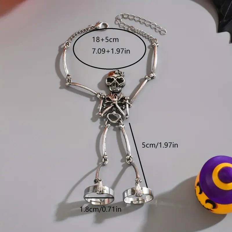Gothic Skeleton Hand Bracelet  - Gothic Skull Ring 评论和价格