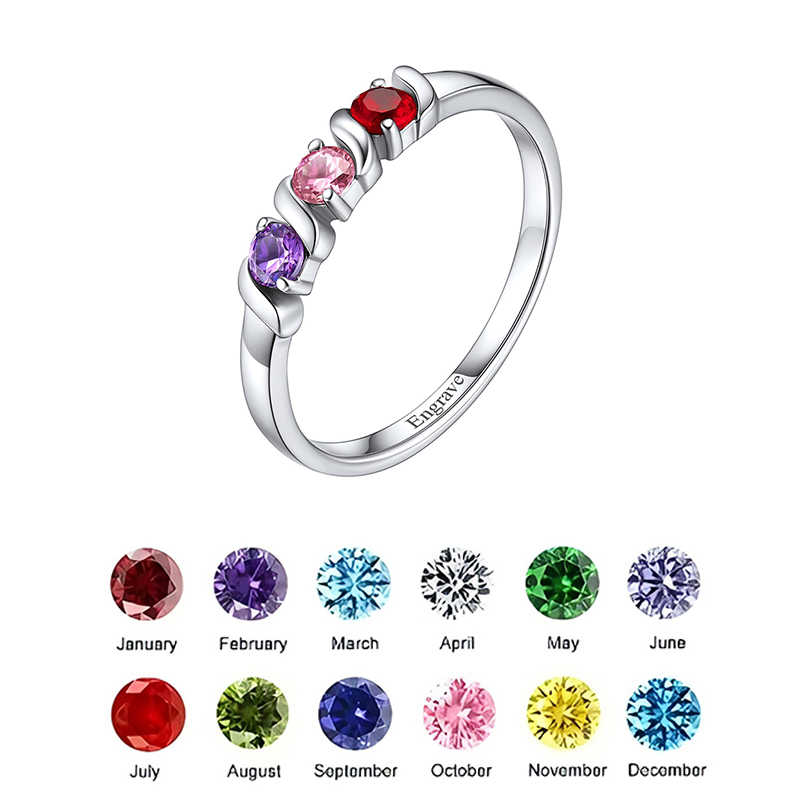 Personalized Names Ring with 1 - Birthstone Ring Set 评论和价格