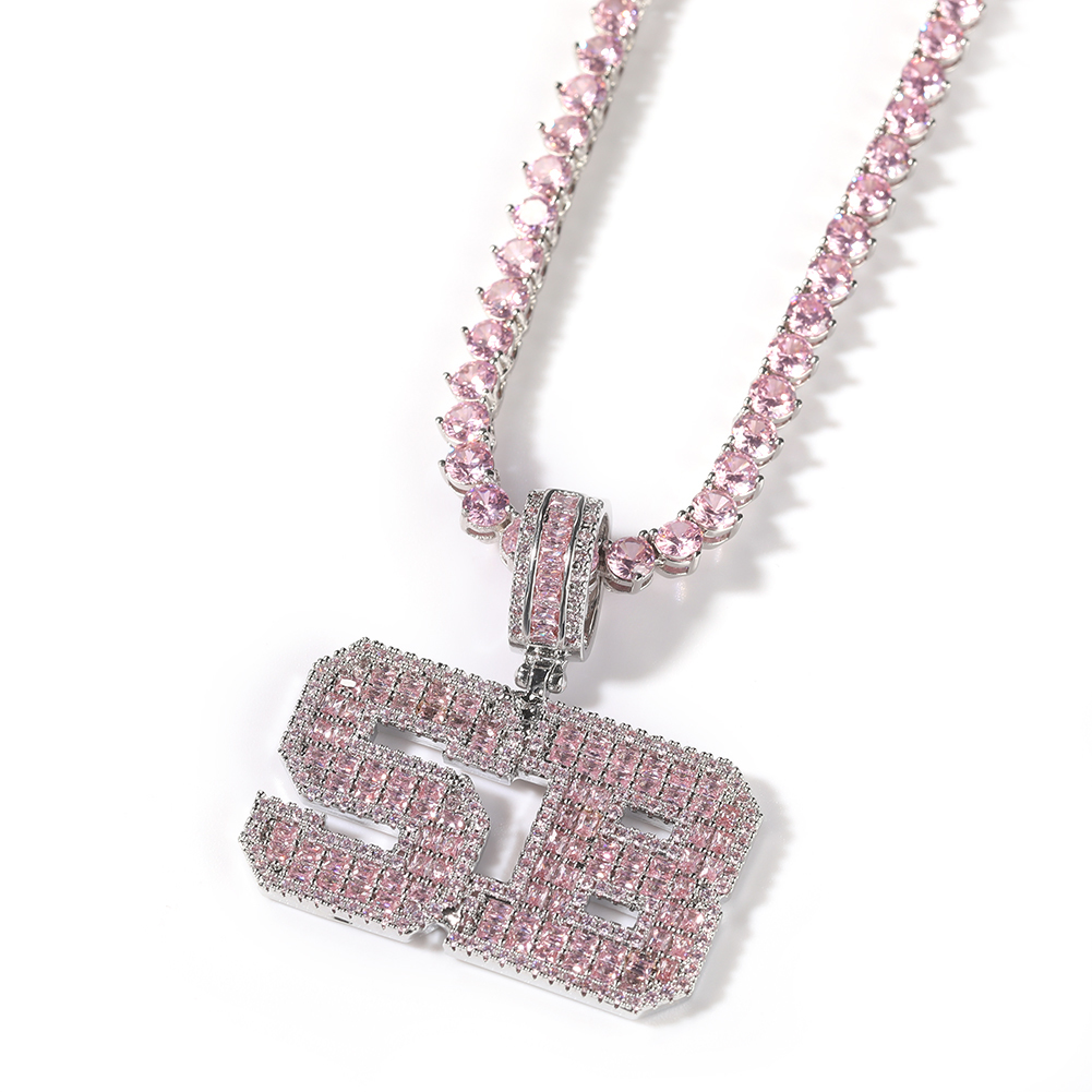 Uwin Pink Baguette Letters Cus - Tennis Bracelet Cubic 评论和价格