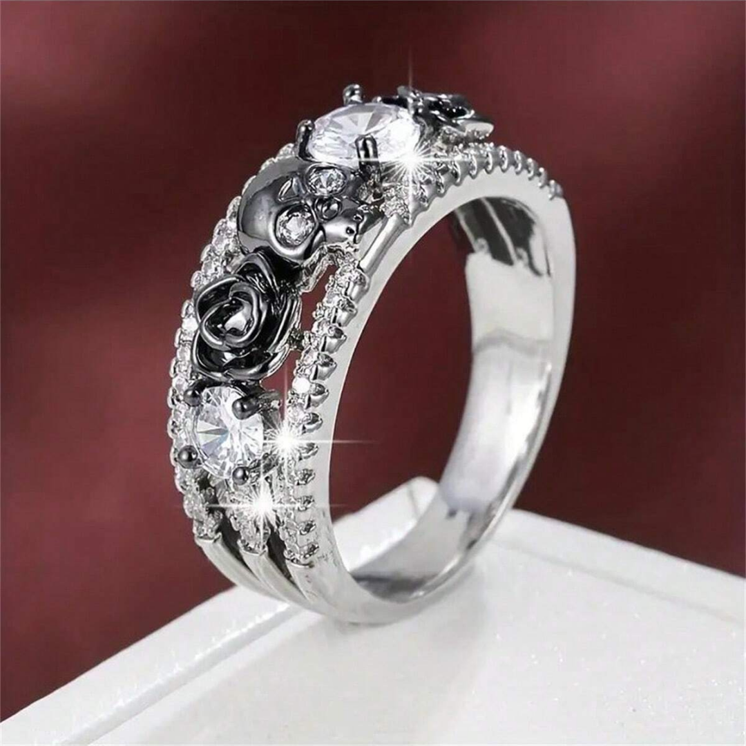 Punk Gun Black Color Women's Z - Gothic Skull Ring 评论和价格