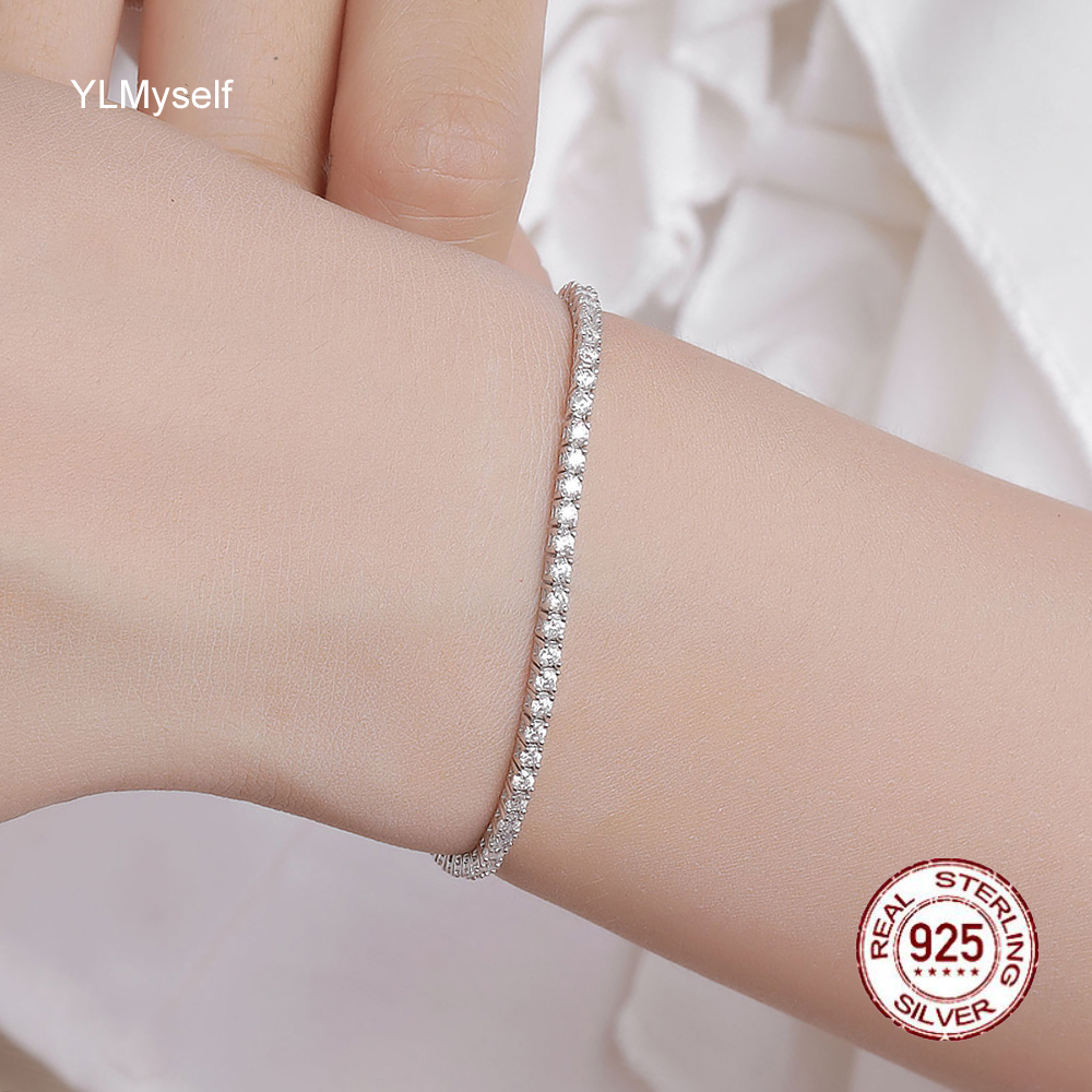 YLMyself Pure 925 Silver Tenni - Tennis Bracelet Cubic 评论和价格
