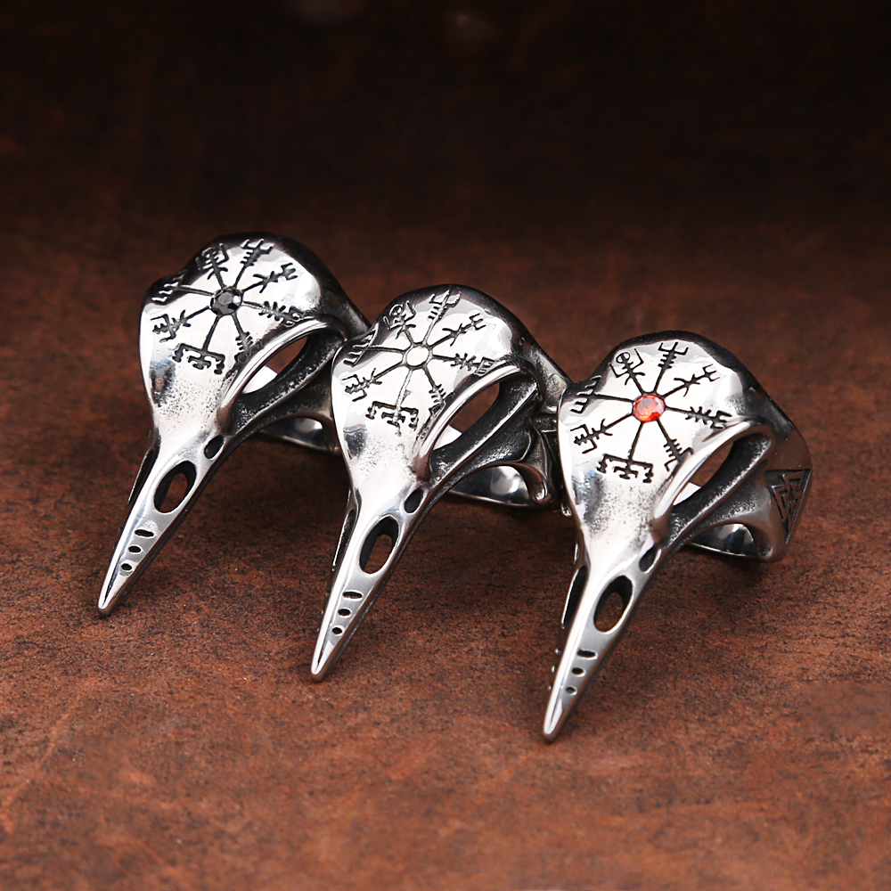 Gothic Vintage Odin Crow Skull - Gothic Skull Ring 评论和价格