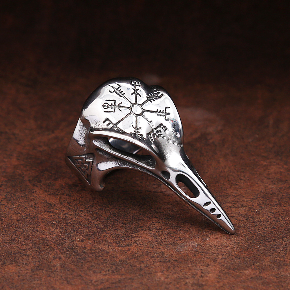 Gothic Vintage Odin Crow Skull - Gothic Skull Ring 评论和价格