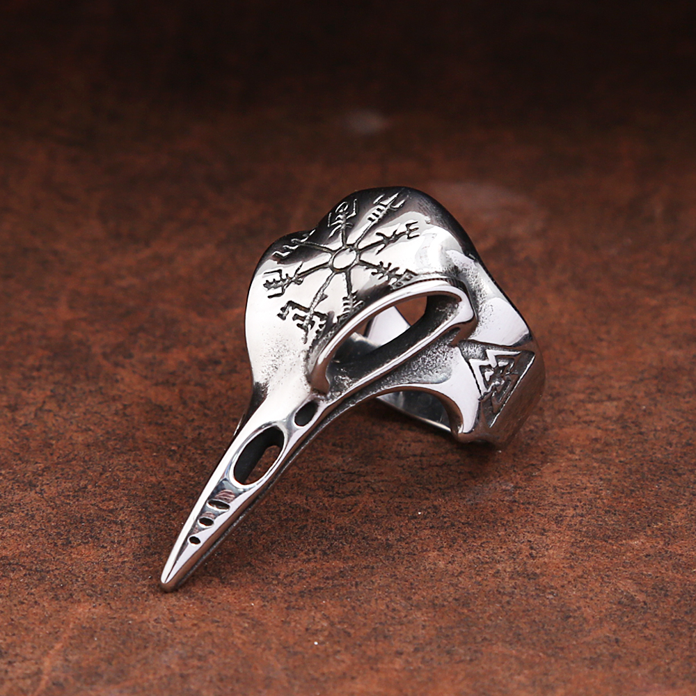Gothic Vintage Odin Crow Skull - Gothic Skull Ring 评论和价格