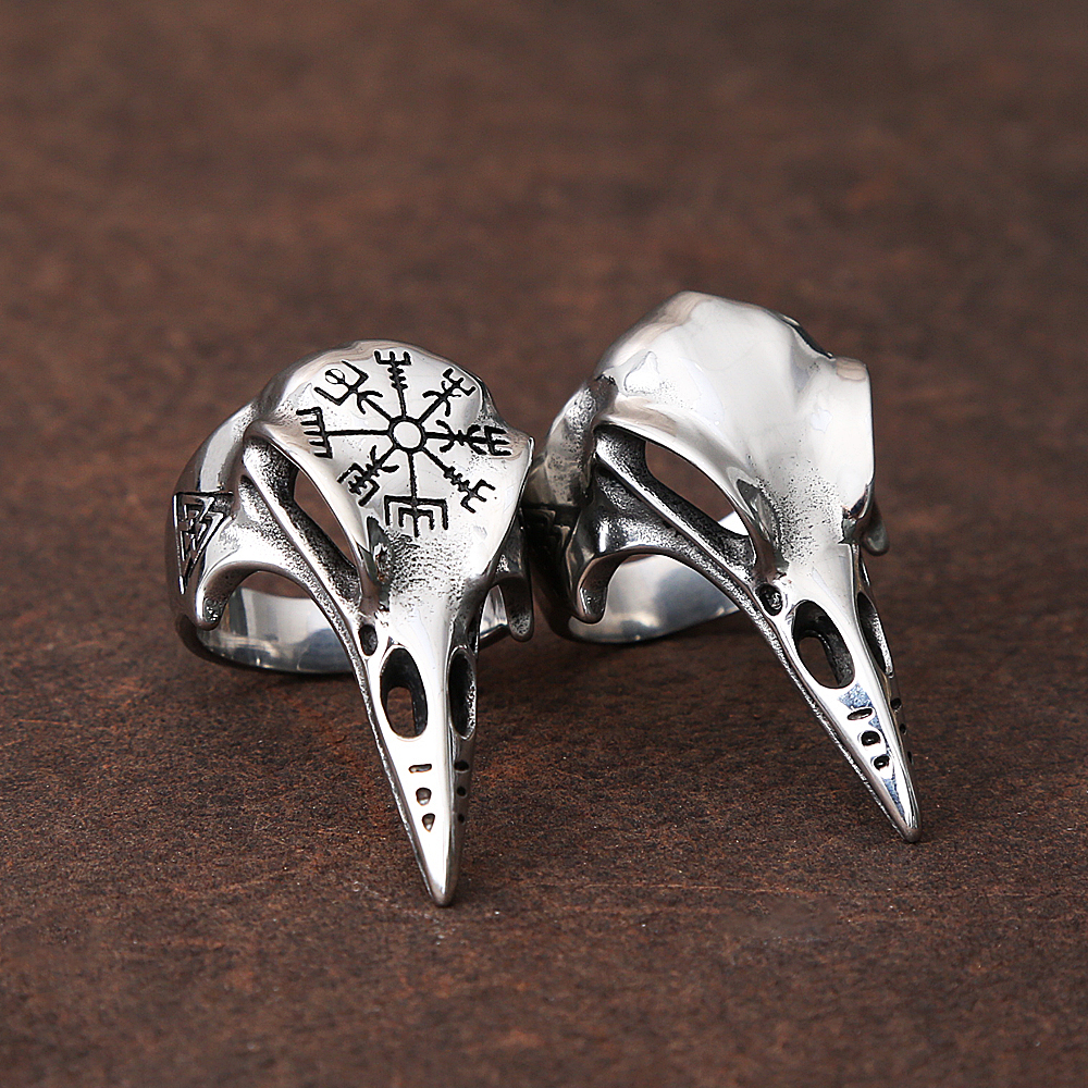 Gothic Vintage Odin Crow Skull - Gothic Skull Ring 评论和价格