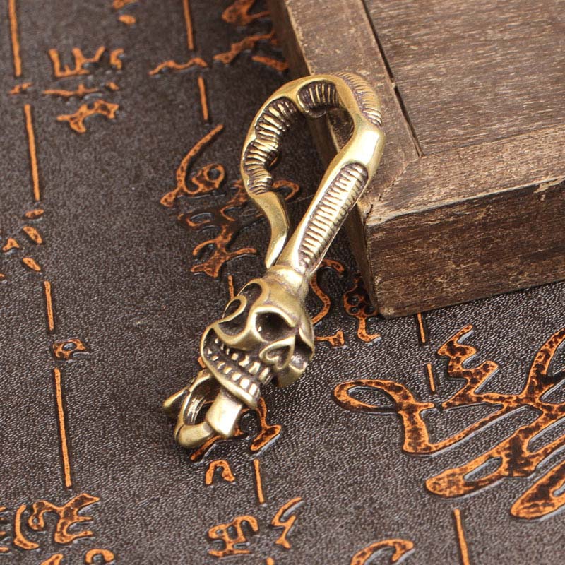 Solid Brass Keychain Skull Hea - Gothic Skull Ring 评论和价格