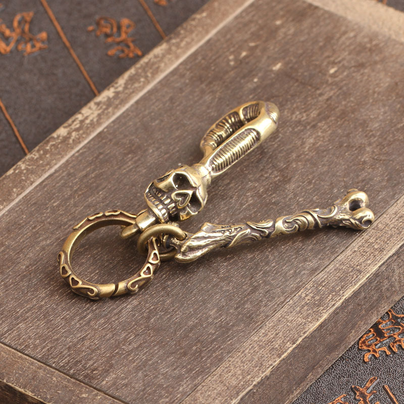 Solid Brass Keychain Skull Hea - Gothic Skull Ring 评论和价格
