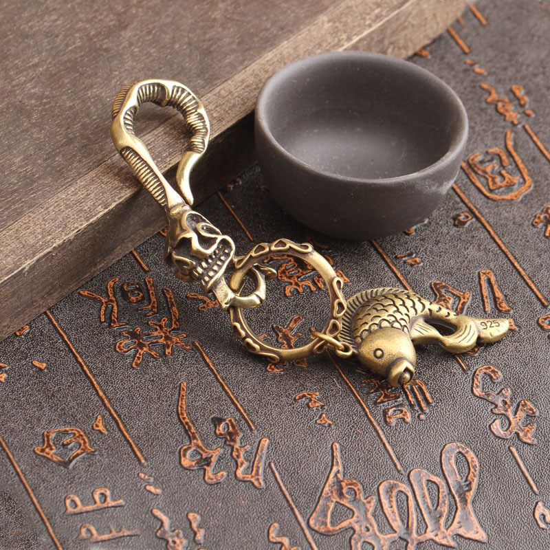 Solid Brass Keychain Skull Hea - Gothic Skull Ring 评论和价格